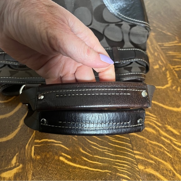 Coach Chocolate Brown Hampton Satchel with Python Snake Print Accent - Picture 11 of 14